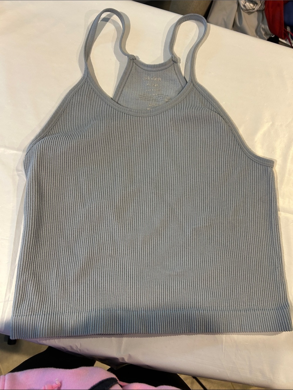Ododos Ribbed Halter Tank Top in Light Gray